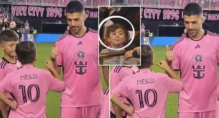 Thiago Messi tái hiện cái bắt tay kinh điển với Suarez sau 7 năm 
