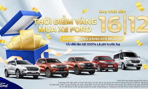 Thời điểm vàng mua xe Ford: Khách Việt có cơ hội nhận đến 1 lượng vàng và ưu đãi tới 100% lệ phí trước bạ