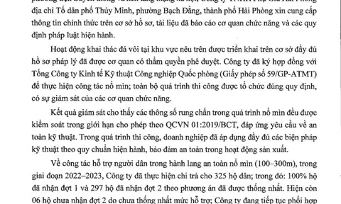 Hải Phòng: Thông tin chính thức về hoạt động nổ mìn tại khu vực núi Năm Cửa