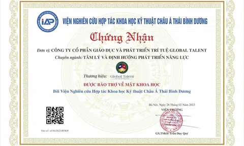 Global Talent chính thức nhận Chứng Nhận Bảo Trợ Khoa Học từ Viện Nghiên Cứu Hợp Tác Khoa Học Kỹ Thuật Châu Á Thái Bình Dương