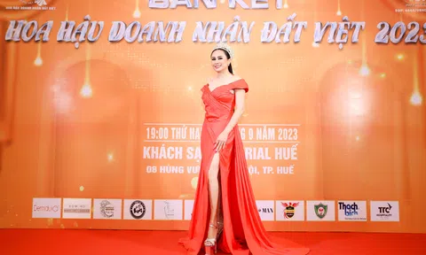 Hoa hậu Lý Kim Ngân khoe nhan sắc chuẩn “beauty queen” tại bán kết Hoa hậu Doanh nhân Đất Việt 2023
