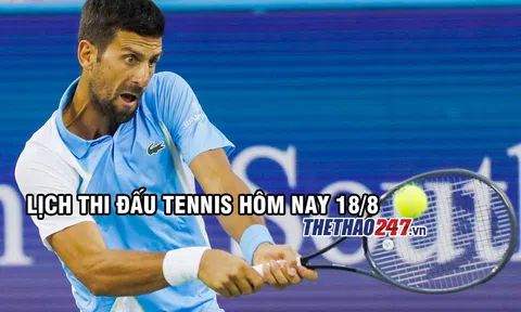 Lịch thi đấu tennis hôm nay 18/8: Djokovic dễ thở tại vòng 1/8