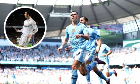 Phil Foden ăn mừng bàn thắng theo phong cách đặc biệt của Ronaldo