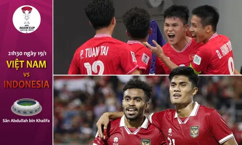 Trực tiếp bóng đá Việt Nam vs Indonesia, 21h30 ngày 19/1 - Link xem trực tiếp Asian Cup trên VTV5 HD