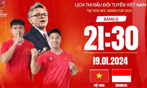 Xem trực tiếp bóng đá Việt Nam vs Indonesia ở đâu, kênh nào? Link xem trực tiếp VTV5 Asian Cup HD