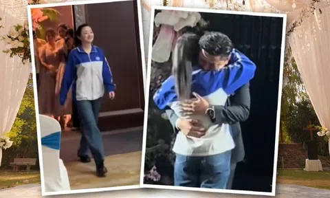 Cô dâu xuất hiện tại lễ cưới với đồng phục học sinh khiến quan khách sững sờ: Chú rể bật khóc