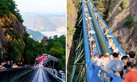 Trải nghiệm 'độc lạ': Lắp thang cuốn từ chân núi lên đỉnh núi cho du khách ngắm cảnh