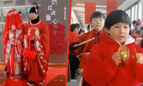 Cặp đôi tổ chức đám cưới ở trường mầm non, các học sinh nhí tham gia cực nhiệt tình