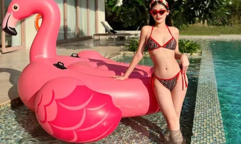 Hoa hậu Lê Âu Ngân Anh tự tin diện bikini khi mang bầu, vóc dáng ai cũng mê