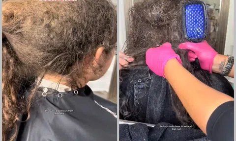 Cô gái 2 năm không chải tóc, 4 thợ cắt tóc phải mất 10 tiếng để giải quyết bộ tóc cứng như đá tảng