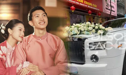 Rạp cưới ngập tràn hoa tươi, Đoàn Văn Hậu dùng siêu xe 50 tỷ đón cô dâu Doãn Hải My