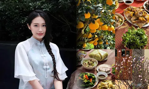 Về quê Văn Hậu đón Tết, Doãn Hải My khoe ngay mâm cỗ toàn món ngon