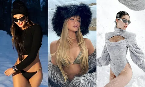 Ảnh: H'Hen Niê và dàn mỹ nhân phô dáng với áo tắm tí hon bất chấp giá rét, khét hơn 'đốt cao su'