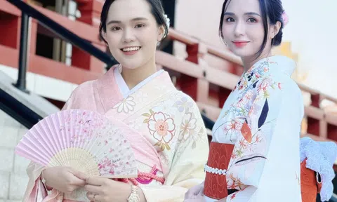 Chị em ái nữ cựu Chủ tịch CLB Sài Gòn đẹp dịu dàng trong trang phục kimono
