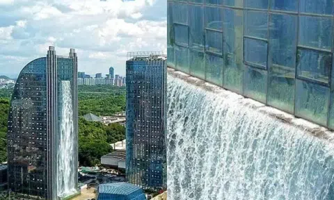 Thác nước  kỳ lạ nhất thế giới ở Trung Quốc: Xây trên toà nhà, 1 ngày tốn 70 triệu tiền điện