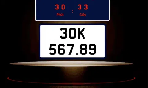 Biển số Hà Nội "siêu VIP" 30K - 567.89 xác lập kỷ lục mức trúng đấu giá cao nhất