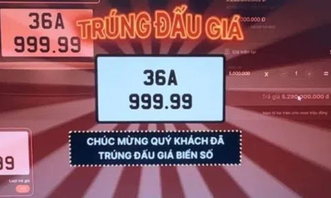 Sau 1 lần lỡ hẹn, biển số ngũ quý 9 Thanh Hóa trúng đấu giá hơn 5 tỷ đồng đã được thanh toán đủ tiền
