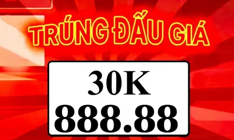 Biển số ngũ quý 'siêu đẹp' 30K-888.88 chốt mức giá ngỡ ngàng