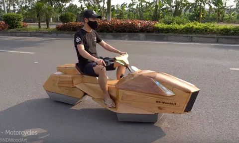 Cận cảnh "mô tô bay" lơ lửng bằng gỗ của ông bố trẻ Trương Văn Đạo
