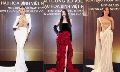 Nàng hậu nhà Sen Vàng trên thảm đồ công bố vương miện Miss Grand Vietnam 2023: Thùy Tiên sắc sảo, Phương Nhi quyến rũ lạ thường