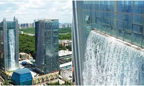 Kinh ngạc thác nước duy nhất xây dựng trên tòa nhà cao 121m, mỗi giờ tiêu thụ gần 3 triệu đồng tiền điện