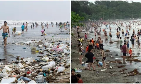 Hàng nghìn du khách 'tắm chung với rác' ở biển Nam Định, Đồ Sơn Hải Phòng