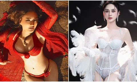 Lâm Khánh Chi diện bikini 2 mảnh gợi cảm, đỏ rực nổi bật cả 1 bãi biển