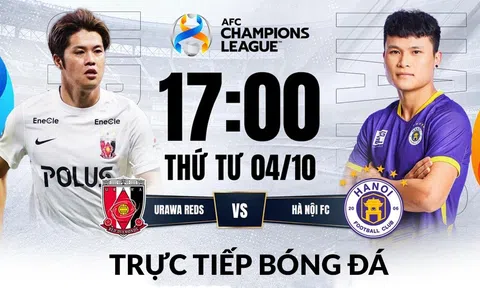 Trực tiếp bóng đá Urawa Reds vs Hà Nội FC - AFC Champions League: Điểm số lịch sử cho đại diện Việt Nam?