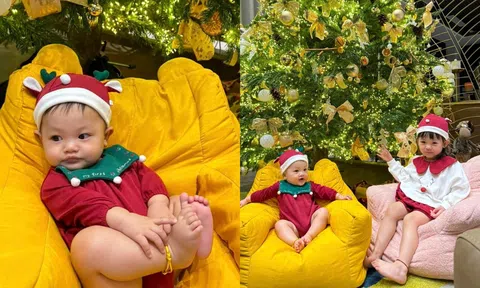 Đàm Thu Trang 'flex' bộ ảnh Giáng sinh đậm 'mùi tiền' của hai nhóc tỳ