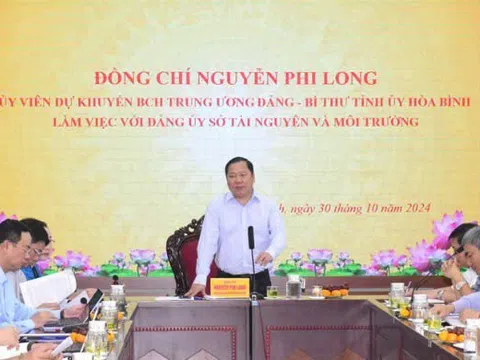 Bí thư Tỉnh ủy Hoà Bình Nguyễn Phi Long: Nâng cao hiệu quả tham mưu thực hiện công tác quản lý Nhà nước về tài nguyên và môi trường