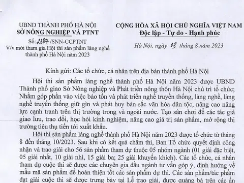 Thể lệ "Hội thi sản phẩm làng nghề thành phố Hà Nội năm 2023"