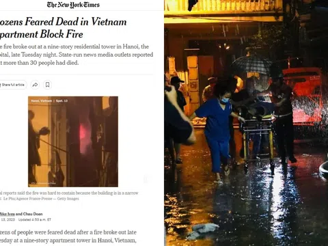 New York Times, CNN và loạt tờ báo nước ngoài đưa tin về vụ cháy chung cư mini kinh hoàng tại Hà Nội