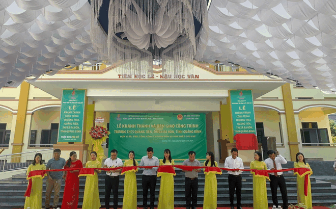 PVFCCo: Khánh thành, bàn giao Nhà lớp học và chức năng Trường THCS Quảng Tiên