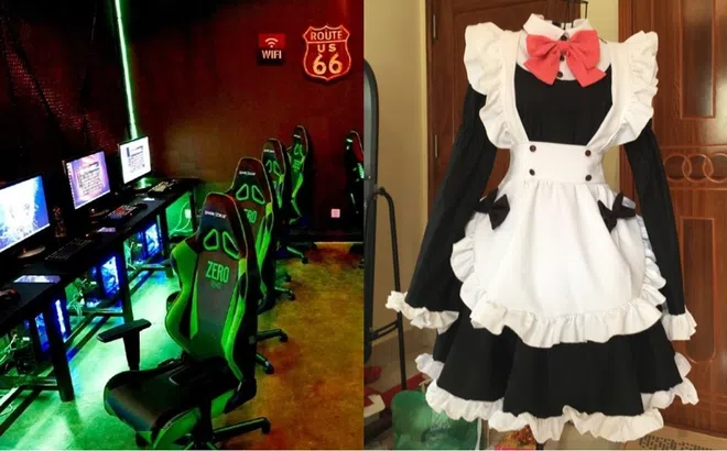 Quán net thuê nhân viên nữ đóng giả hầu gái quỳ gối phục vụ khách hàng khiến CĐM phẫn nộ