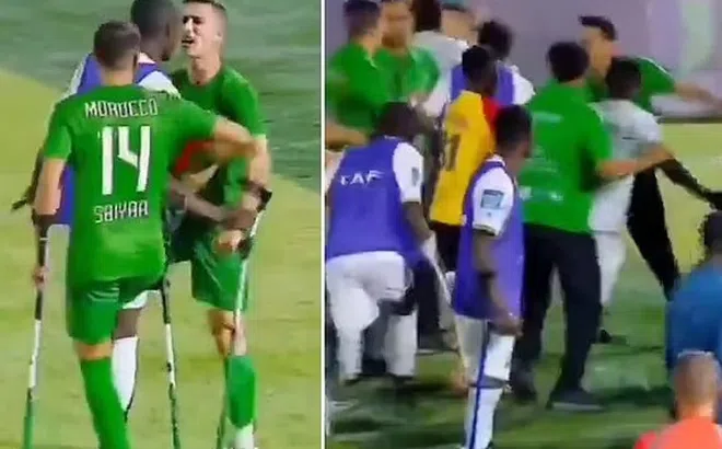 HY HỮU: 2 đội tuyển khuyết tật lao vào tỉ thí, dùng cả nạng để tấn công cầu thủ