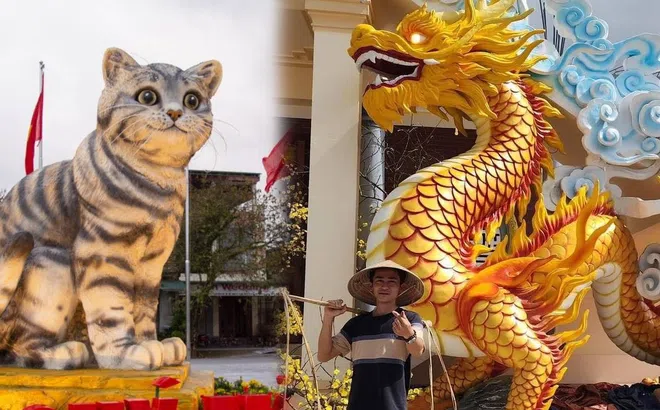Hình ảnh đầu tiên về linh vật rồng ở Quảng Trị dưới tay nghệ nhân từng tạo ra 'hoa hậu mèo'