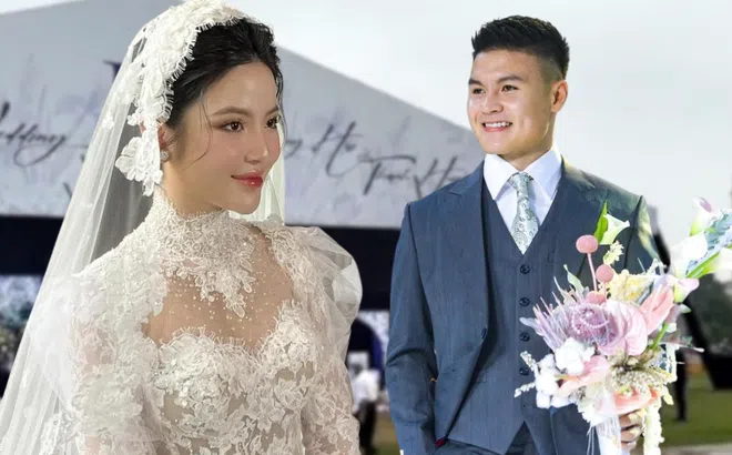 Đám cưới Quang Hải: Cô dâu Chu Thanh Huyền đẹp 'ná thở', mẹ chồng nói 1 câu cả làng vỡ òa