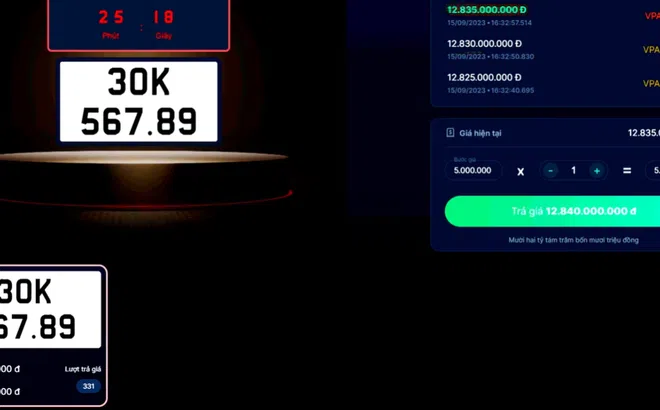 Biển số Hà Nội "siêu đẹp" 30K-567.89 đang có người trả hơn 12 tỷ đồng